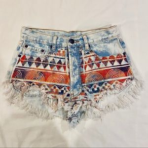 Tribal Print Jean Shorts